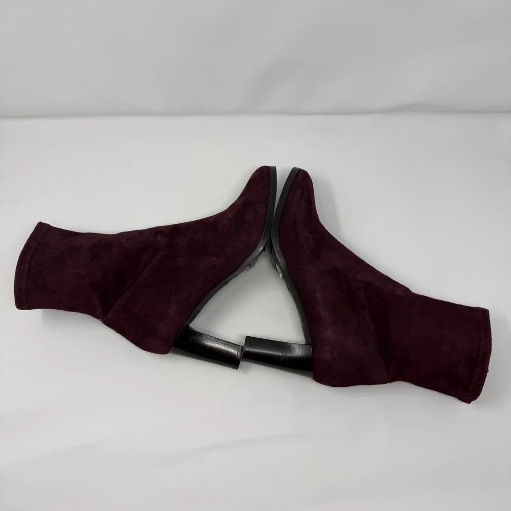 NWT LK Bennett Kayla Burgundy Suede Ankle Boots Made in Italy‎  Block Heel 38.5